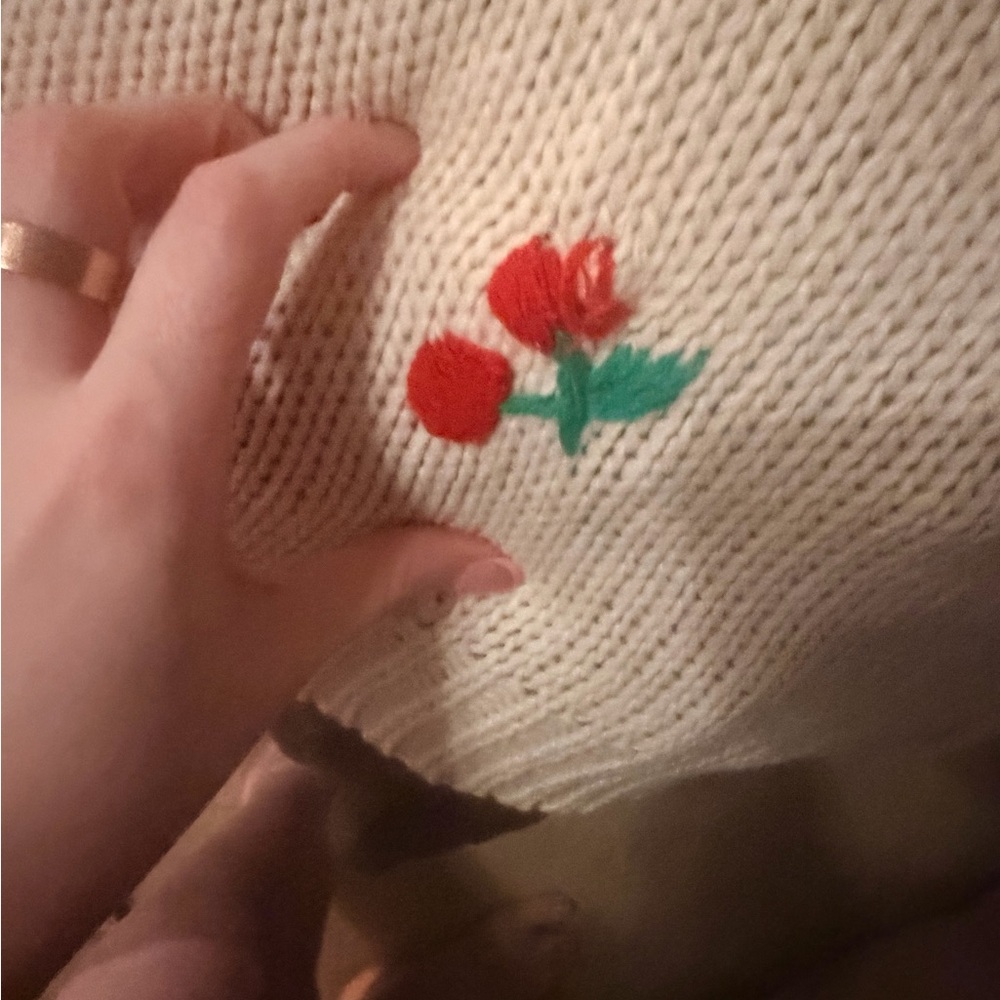 torrid Cream Cardigan with Red Cherry Embroidery - Picture 4 of 4